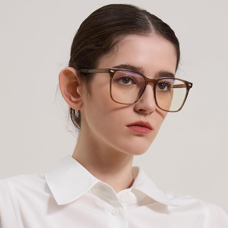 MACJERO Oversized Square Blue Light Blocking Glasses for Women Men, Anti-Fatigue Computer Monitor Gaming Glasses Reduce Eye Strain(Brown) - Image 4